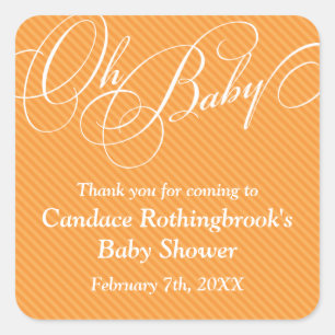 Script Diagonalen in Apricot Baby shower Sticker