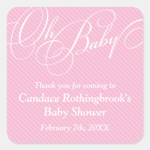Script Diagonalen in Blush Baby shower Sticker