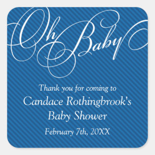 Script Diagonalen in Cobalt Baby shower Sticker
