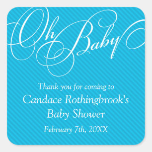 Script Diagonalen in Cyan Baby shower Sticker