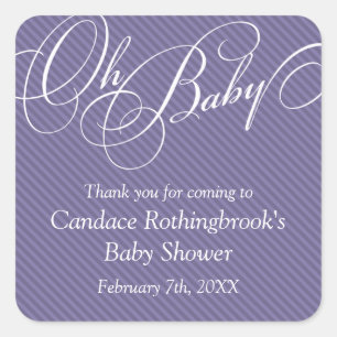 Script Diagonalen in Plum Baby shower Sticker