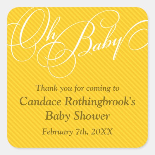 Script Diagonals in Gold Baby shower Sticker (Voorkant)