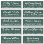 Script Donkergroene Huwelijks Gast Adreslabels Sticker<br><div class="desc">Makkelijk te personaliseren, namen en adressen / individuele trouwadreslabelstickers voor gasten uitnodigingen. Deze chic, modern en stijlvolle trouwadreslabels hebben de namen van je bruiloftsgasten in witte elegante handgeschreven kalligrafie op een donkergroene achtergrond. Voeg eenvoudig de namen en adressen van je individuele bruiloftsgasten toe. Exclusief voor jou ontworpen door Happy Dolphin...</div>