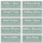 Script Donkergroene Huwelijks Gast Adreslabels Sticker<br><div class="desc">Makkelijk te personaliseren, namen en adressen / individuele trouwadresstickers voor gasten uitnodigingen. Deze chic, modern en stijlvolle trouwadreslabels tonen de namen van je bruiloftsgasten in witte elegante handgeschreven kalligrafie op een stoffige groene achtergrond. Voeg eenvoudig de namen en adressen van je individuele bruiloftsgasten toe. Exclusief voor jou ontworpen door Happy...</div>