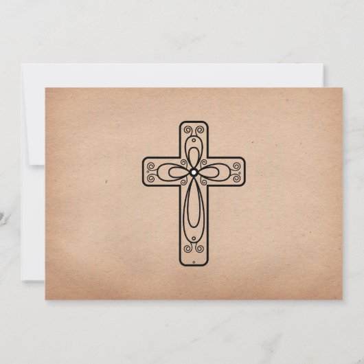  Script Dove en Cross First Heilige Communie Kaart (Achterkant)