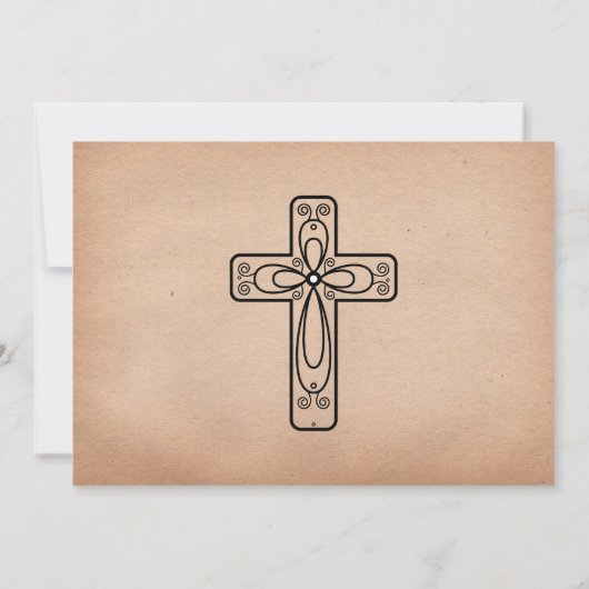  Script Dove en Cross First Heilige Communie Kaart (Achterkant)