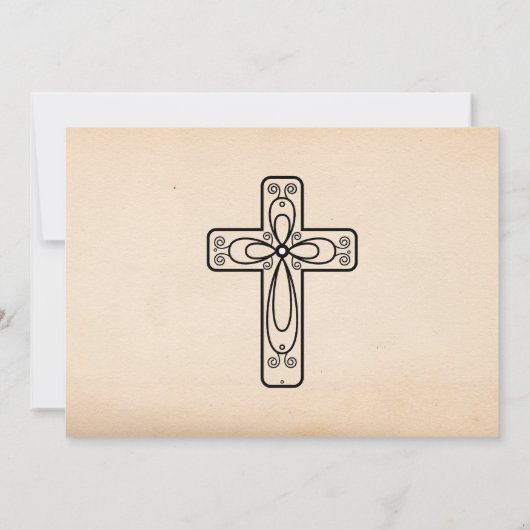 Script Dove en Cross First Heilige Communie Kaart (Achterkant)