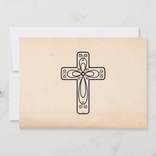 Script Dove en Cross First Heilige Communie Kaart (Achterkant)