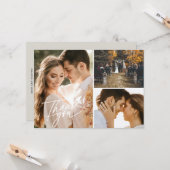 Script Drie Fotocollage Bruiloft Dank u Kaart (Voorkant / Achterkant in situ)