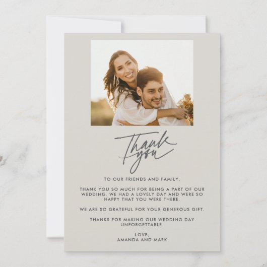 Script Drie Fotocollage Bruiloft Dank u Kaart (Achterkant)