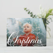 Script Dromend van een Witte Kerst Foto Feestdagenkaart (Staand voorkant)