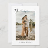 Script Dusty Blue Photo Wedding Dank je wel kaart (Voorkant)