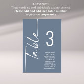 Script Dusty Blue Table Number Names Zitplaatskaar Kaart