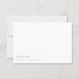 Script Dusty Blue & White Bachelorette Party Kaart