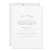 Script Dusty Blue & White Save the Date Kaart