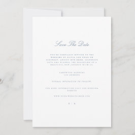 Script Dusty Blue & White Save the Date Kaart