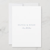 Script Dusty Blue & White Save the Date Kaart (Voorkant)