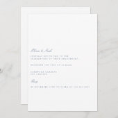 Script Dusty Blue & White Verloving Invitation Kaart (Voorkant / Achterkant)