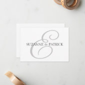 Script E Monogram Notecard (zilver/zwart) Notitiekaartje (Voorkant / Achterkant in situ)