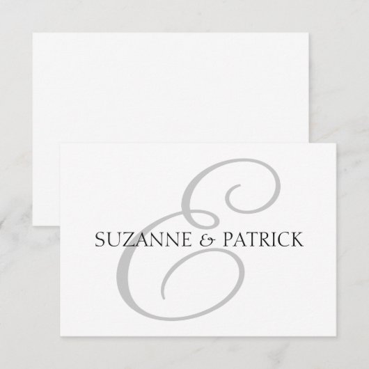 Script E Monogram Notecard (zilver/zwart) Notitiekaartje (Voorkant / Achterkant)