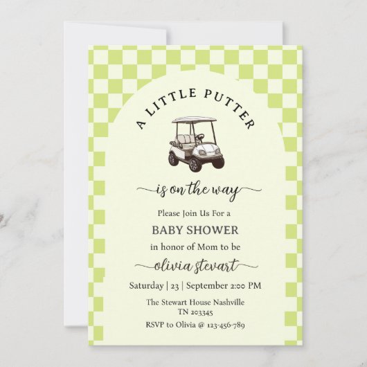 Script een verlichte putter golf Baby Shower Kaart (Voorkant)