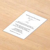Script Eenvoudig Zwart Wit Elegant Minimal Wedding Acryl Uitnodigingen (Laagn)