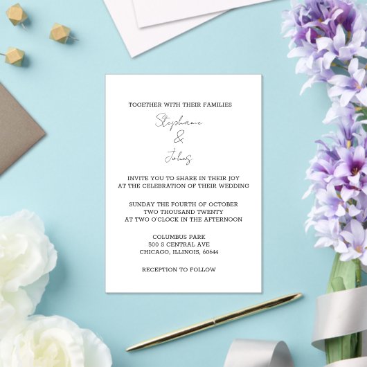 Script Eenvoudig Zwart Wit Elegant Minimal Wedding Acryl Uitnodigingen (Insitu (Huwelijk))