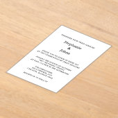 Script Eenvoudig Zwart Wit Minimaal Elegant Huweli Acryl Uitnodigingen (Laagn)