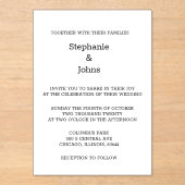 Script Eenvoudig Zwart Wit Minimaal Elegant Huweli Acryl Uitnodigingen (Voorkant)