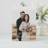Script Eenvoudige Foto Huwelijk Dankjewelkaart Met Bedankkaart (Staand voorkant)