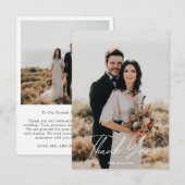 Script Eenvoudige Foto Huwelijk Dankjewelkaart Met Bedankkaart (Voorkant / Achterkant)