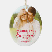 Script Eerste Kerstdag Verliefd Vakantiefoto Keramisch Ornament (Rechts)