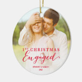Script Eerste Kerstdag Verliefd Vakantiefoto Keramisch Ornament (Links)