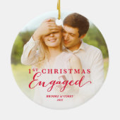 Script Eerste Kerstdag Verliefd Vakantiefoto Keramisch Ornament (Achterkant)