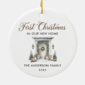 Script Eerste Kerstmis In Ons Nieuwe Thuis Keramisch Ornament (Achterkant)