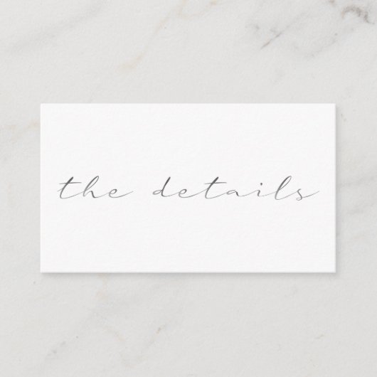 Script effect, de details witte achtergrond informatiekaartje (Voorkant)