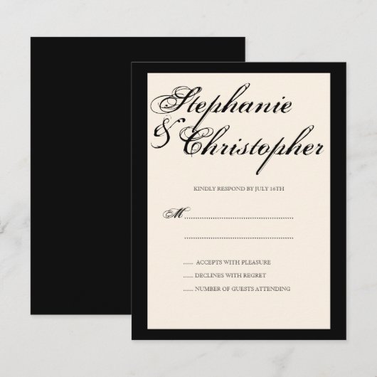 Script Elegance Wedding RSVP-reactiekaart RSVP Kaartje (Voorkant / Achterkant)