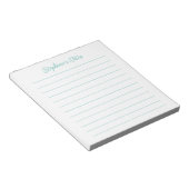 Script Elegant Aqua Gelinieerd Gepersonaliseerd Notitieblok (Schuin)