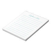 Script Elegant Aqua Gelinieerd Gepersonaliseerd Notitieblok (Linkerzijde)