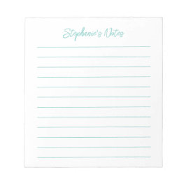 Script Elegant Aqua Gelinieerd Gepersonaliseerd Notitieblok