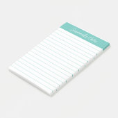 Script Elegant Aqua Gelinieerd Gepersonaliseerd Post-it® Notes (Schuin)