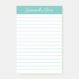 Script Elegant Aqua Gelinieerd Gepersonaliseerd Post-it® Notes