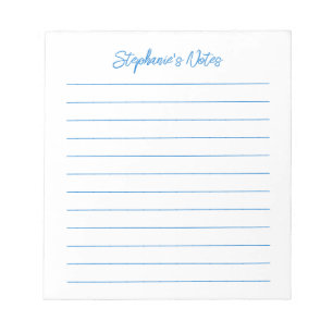 Script Elegant Blauw Gelinieerd Persoonlijk Notitieblok