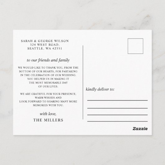 Script Elegant Bourgondië Blush Bloemen Dank u Briefkaart (Achterkant)