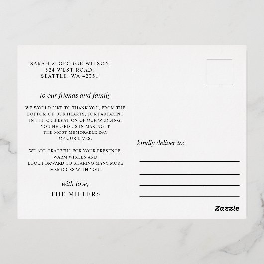 Script Elegant Bourgondië Blush Bloemen Dank u Folie Uitnodiging Briefkaart (Achterkant)