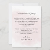 Script Elegant Bourgondië Blush Bloemenbruiloft Bedankkaart (Achterkant)