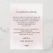 Script Elegant Bourgondië Blush Bloemenbruiloft Folie Uitnodiging (Achterkant)