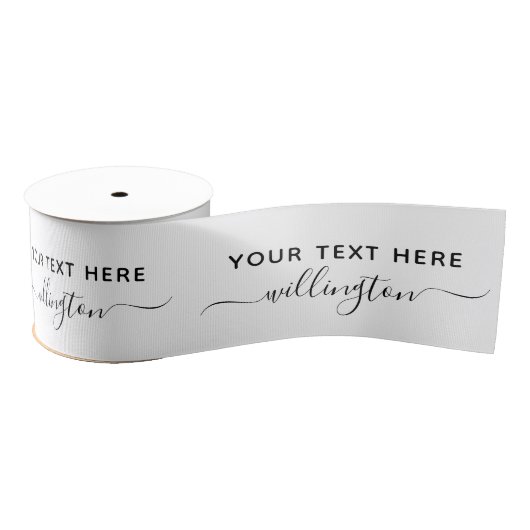Script Elegant Dank u Zwart Wit Custom Grosgrain Lint (Spoel)
