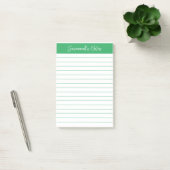 Script Elegant Groen Gelinieerd Gepersonaliseerd Post-it® Notes (Kantoor)