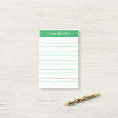 Script Elegant Groen Gelinieerd Gepersonaliseerd Post-it® Notes (Op bureau)